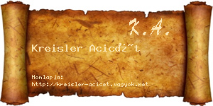 Kreisler Acicét névjegykártya